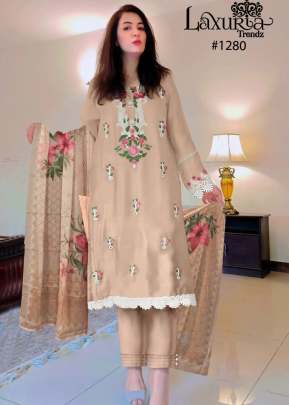 Designer Stylish Tunic Handwork  & Embroidered Sleeves Readymade Pakistani Suit Cream Color