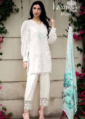 Designer Stylish Tunic With Real Hand Work Readymade Pakistan Suit White Color