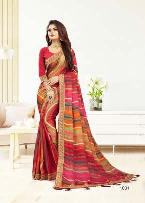 Dilruba Laheriya With Fancy Border Moss Chiffon Saree Multi Color DN 1001