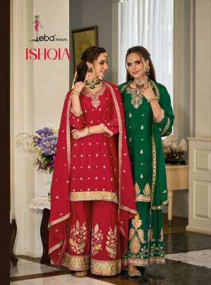 Eba Lifestyle Ishqia Heavy Chinon Designer Readymade Suits Calatog