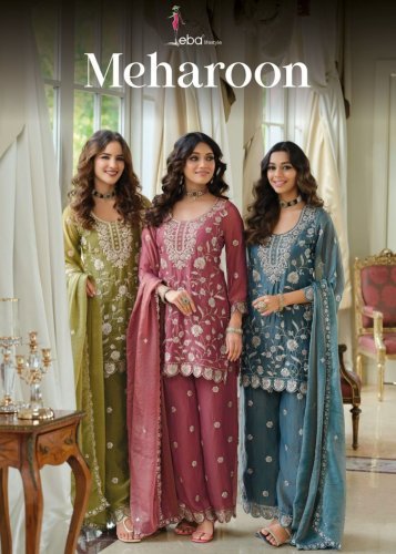 Eba Lifestyle Meharoon Nc Moss With Beats Work Top Bottom And Dupatta Collection