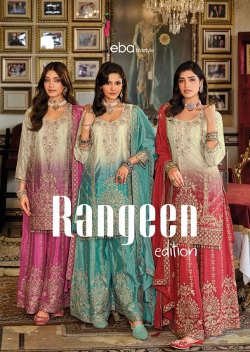 Eba Lifestyle Rangeen Edition Chinon Digital Print With Embroidery Work Readymade Suits