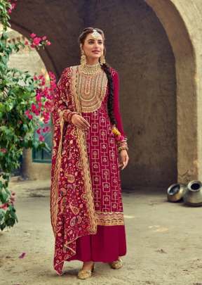 Eba Lifestyle Satrangi Foux Georgette Punjabi Suit Dark Pink Color DN 1207