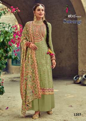 Eba Lifestyle Satrangi Foux Georgette Embroidered Punjabi Suit PistaColor DN 1207