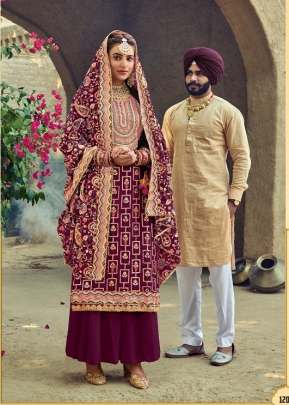 Eba Lifestyle Satrangi Foux Georgette Punjabi Suit Dark Pink Color DN 1209