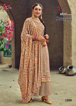 Eba Lifestyle Satrangi Foux Georgette Punjabi Suit Cream Color DN 1209