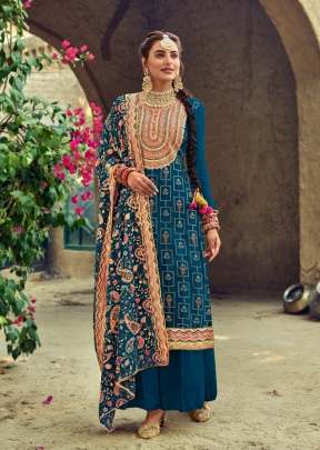 Eba Lifestyle Satrangi Foux Georgette Embroidery Punjabi Suit Blue Color DN 1209