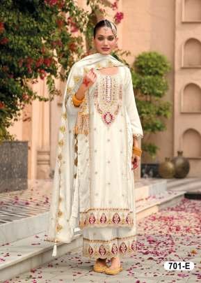 Eba Lifestyle Superhit Launch Designer Palazzo Suits In Pure Airtex Chinon With Embroidery White Color DN 701
