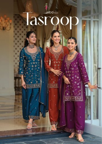 Eba Lifestyle Tasroop Chinon With Beats Work Top Bottom And Dupatta Collection Set