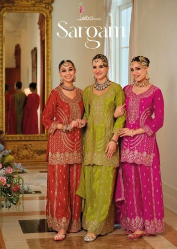Eba Sargam Heavy Chinon With Embroidery Work Readymade Palazzo Suit