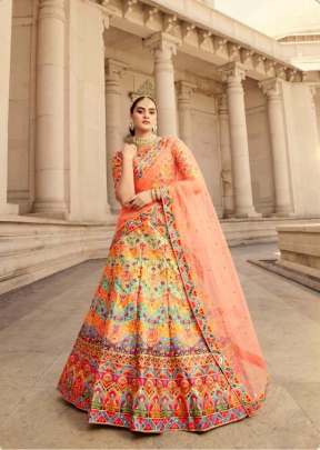 Exclusive Designer Art Silk Embroidered Semi Stitched Lehenga Choli Multi Color DN 2032