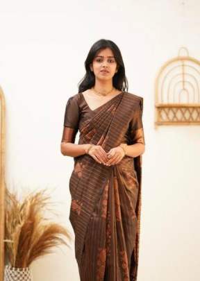 Exclusive Designer Lichi Silk With Rich Pallu Jacquard Saree Coffee Color KP DN 5011