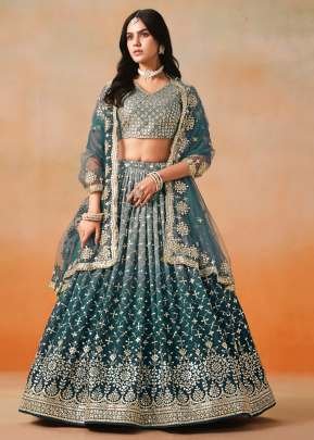 Exclusive Designer Wedding Lehenga Choli Georgette Zari and Multiple Sequence With Embroidery Work Dove Blue Color 