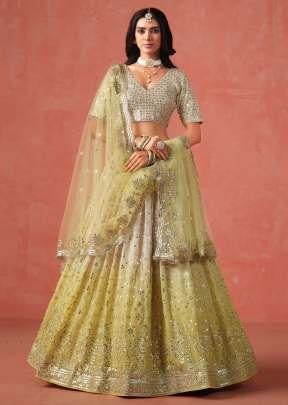 Exclusive Designer Wedding Lehenga Choli Georgette Zari and Multiple Sequence With Embroidery Work Yellow Color 