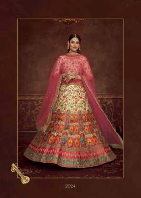 Exclusive Embroidered Art Silk Semi Stitched Lehenga Choli Beige Pink Color DN 2024
