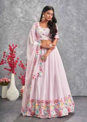 Exclusive Embroidered Georgette Semi Stitched Lehenga Choli Pink Color DN 2251