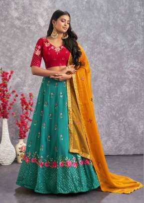 Exclusive Embroidered Georgette Semi Stitched Lehenga Choli Blue Color DN 2256
