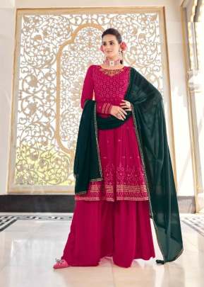 Exclusive Embroidered Readymade Georgette Thread Work With Sequence And Embroidered Palazzo Suit Rani Color DN 4934