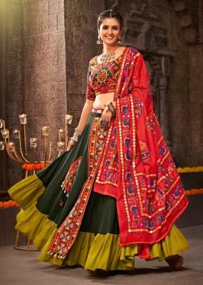 Exclusive Festival Wear Traditional Navratri Lehenga Choli Green Color DN 2345