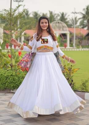 Exclusive Launch Navratri Special Pure cotton Heavy Gamthi Work  With Kodi lace Lehenga Choli White Color  DN 127