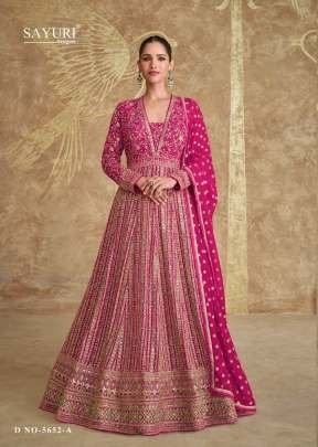 Exclusive Sayuri Designer Georgette Zari And Thread Embroidery Work Sequence Work Anarkali Gown Rani Color 