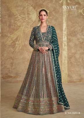 Exclusive Sayuri Designer Georgette Zari And Thread Embroidery Work Sequence Work Anarkali Gown Teal Color