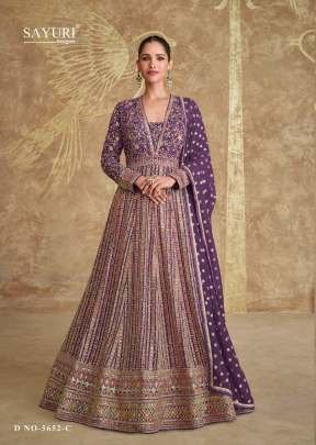 Exclusive Sayuri Designer Zari And Thread Embroidery Work Sequence Work Anarkali Gown Purple Color 