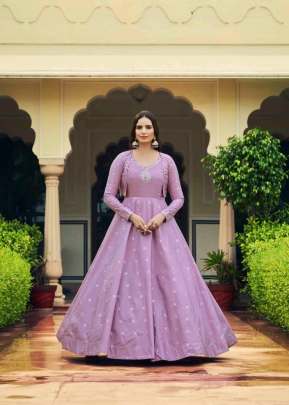 Exclusive Sequence Embroidered Work Anarkali Gown With Koti Light Purple Color DN 4763