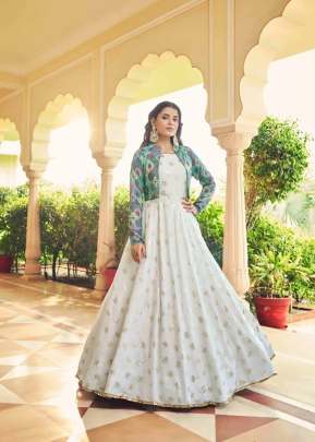 Exclusive Sequence Embroidered Work Anarkali Gown With Koti White Color DN 4765