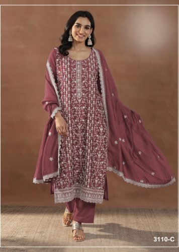 Exclusive Suit DN 3110 Rangoli Crush With Heavy Embroidery Sequence Work Designer Suit Dusty Rose Color