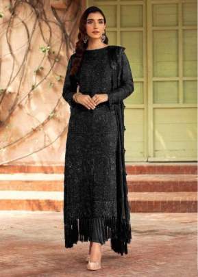 Exclusive Trending Heavy Faux Georgette With Embroidery Sequence Work Pakistani Suit Black Color DN 1006