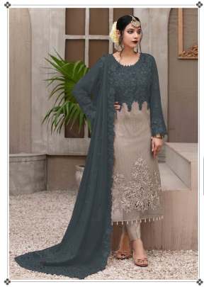 Exclusive Trending Heavy Faux Georgette With Embroidery Sequence Work Pakistani Suit Grey Color DN 9109
