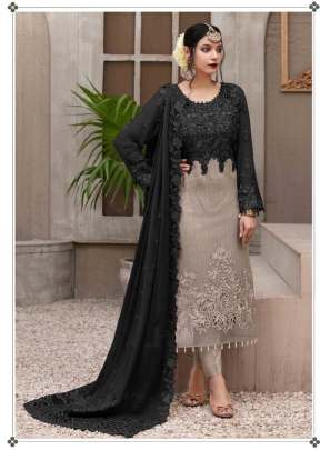 Exclusive Trending Heavy Faux Georgette With Embroidery Sequence Work Pakistani Suit Black Color DN 9109