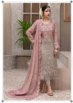 Exclusive Trending Heavy Faux Georgette With Embroidery Sequence Work Pakistani Suit Peach Color DN 9109