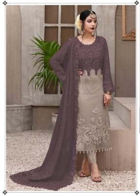 Exclusive Trending Heavy Faux Georgette With Embroidery Sequence Work Pakistani Suit Port Wine Red Color DN 9109