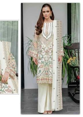 Exclusively Pakistani Festive And Party Wear Collection Heavy Fox Georgette Embroidery With Sequence Work Pakistani Suit White Color DN 1185
