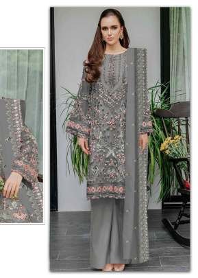 Exclusively Pakistani Festive And Party Wear Collection Heavy Fox Georgette Embroidery With Sequence Work Pakistani Suit Grey Color DN 1185