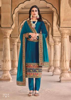 Excusive Wedding Velvet Salwar Kameez Blue Color SN DN 2074