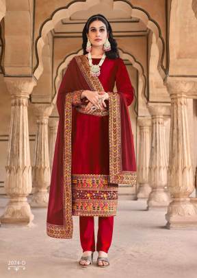 Excusive Wedding Velvet Salwar Kameez Red Color SN DN 2074