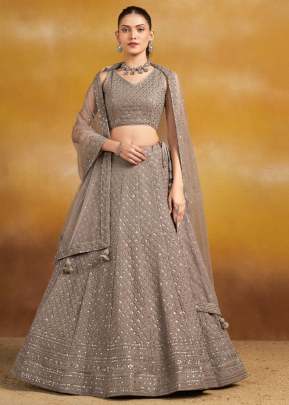 Expensive And Beautifully Designed Georgette With Sequins And Thread Embroidery Lehenga Choli Grey Color DN 1012