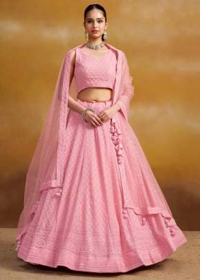 Expensive And Beautifully Designed Georgette With Sequins And Thread Embroidery Lehenga Choli Light Pink Color DN 1012