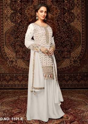 Exclusive And Designer Heavy Chinnon  With Embroidery Work Palazzo Suits White Color DN 5101 