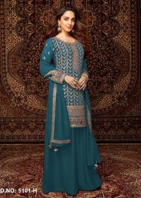 Exclusive  And Designer Heavy Chinnon  With Embroidery Work Palazzo Suits Rama Color DN 5101 