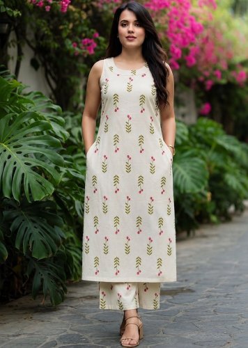 Fancy And Stylish special Co Ord Set Flex Cotton print Off White And Green Color LFH Cord Set Summer