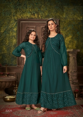 Fancy Designer Combo Kurtis Me And Mom Vol 4 Rama Green