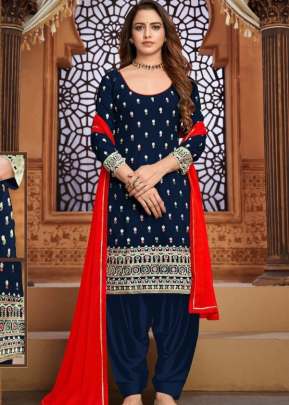 Fancy Designer Embroidery Patiala Suit DN 1201 Nevy Blue