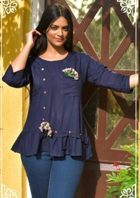 Fancy Designer Weatern Top DN 1095 Nevy Blue