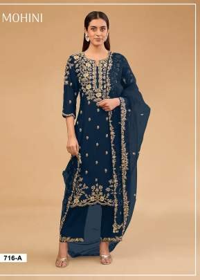 Fancy Heavy For Wedding Wear Collection Vichitra Blooming With Heavy Embroidered And Sequence Work Salwar Suit Blue Color 
