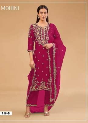 Fancy Heavy For Wedding Wear Collection Vichitra Blooming With Heavy Embroidered And Sequence Work Salwar Suit Pink Color 