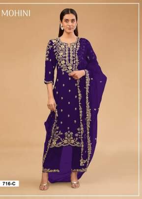 Fancy Heavy For Wedding Wear Collection Vichitra Blooming With Heavy Embroidered And Sequence Work Salwar Suit Purple Color 